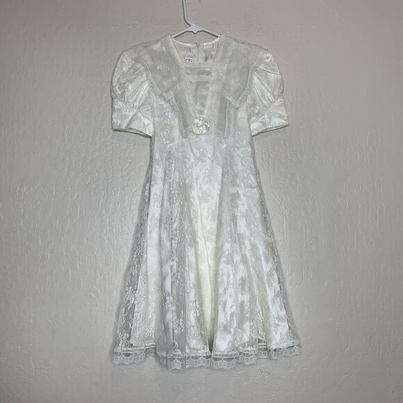 Vintage Jessica McClintock Girl's White Lace Victorian Style Dress - Picture 1 of 10